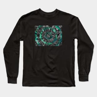 Concentric Teal in Liquid Metal Long Sleeve T-Shirt